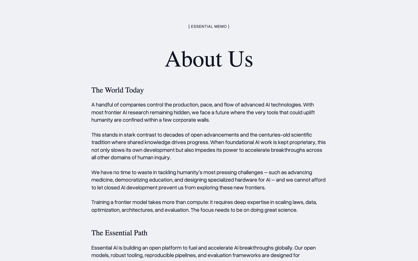 Essential AI manifesto