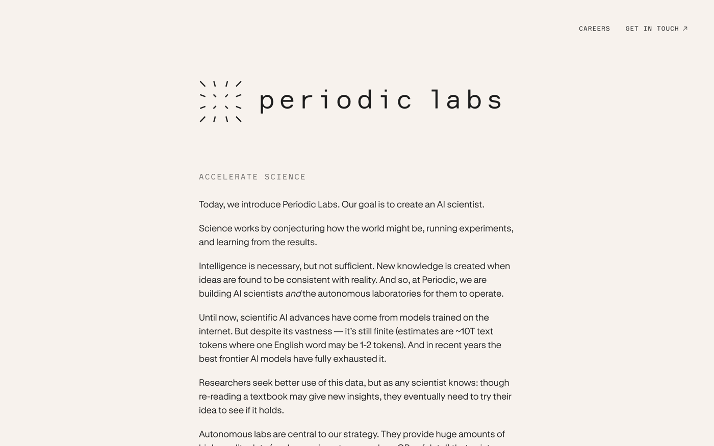 Periodic Labs manifesto