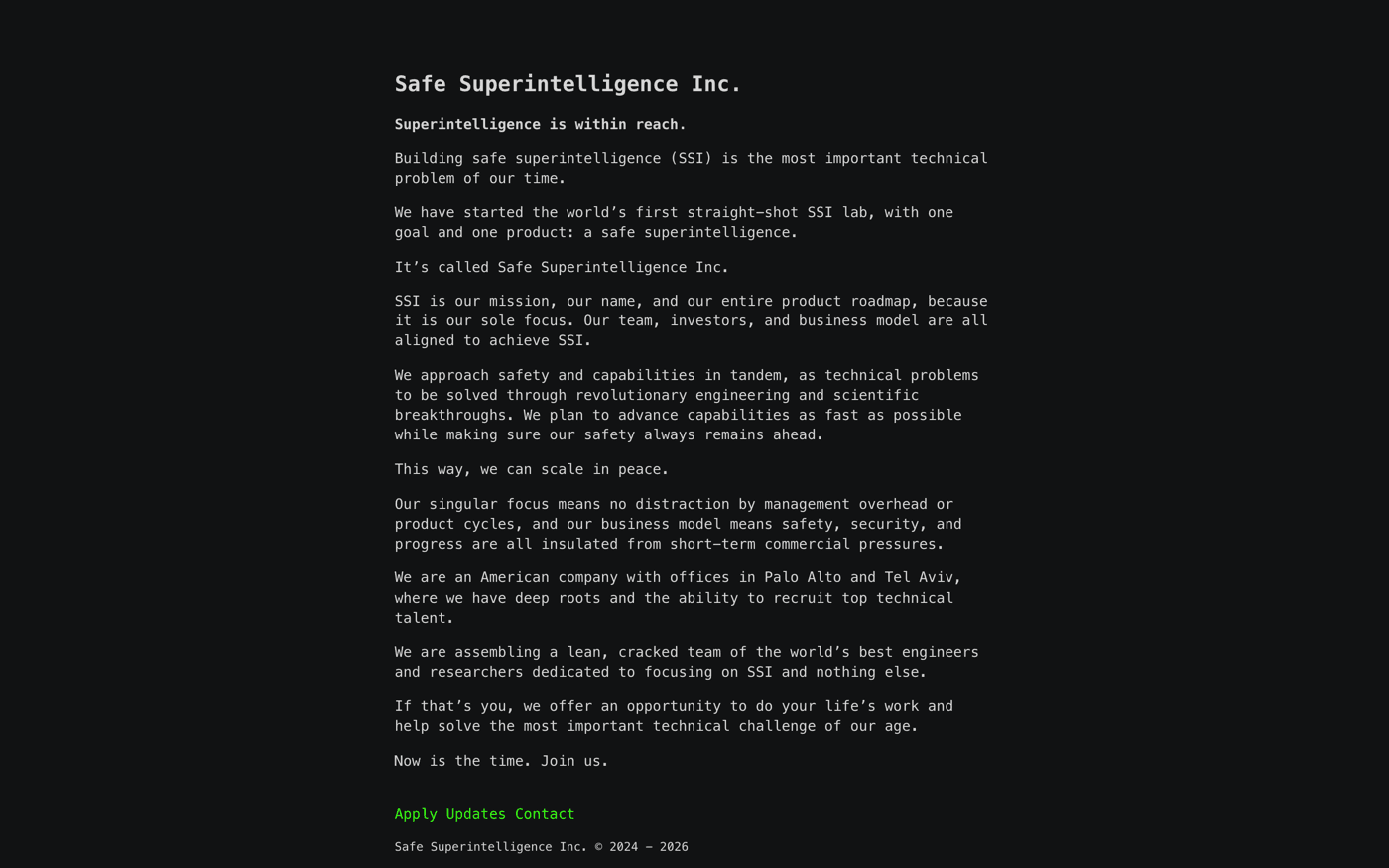 Safe Superintelligence Inc. manifesto