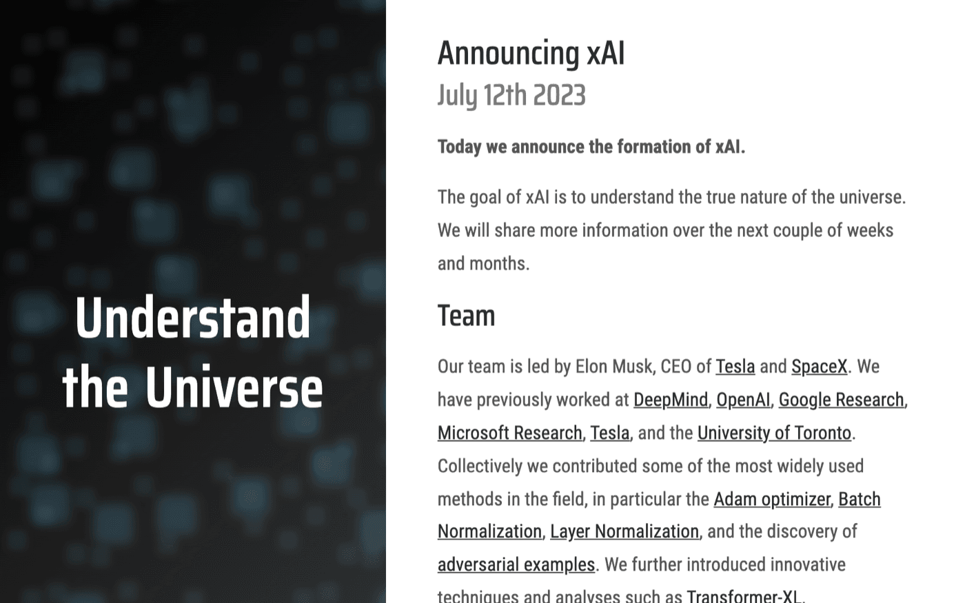 xAI manifesto